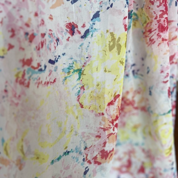 Cabi In Case Blouse White Yellow Red Blue Peasant Watercolor Floral Top 826 M - Picture 6 of 8